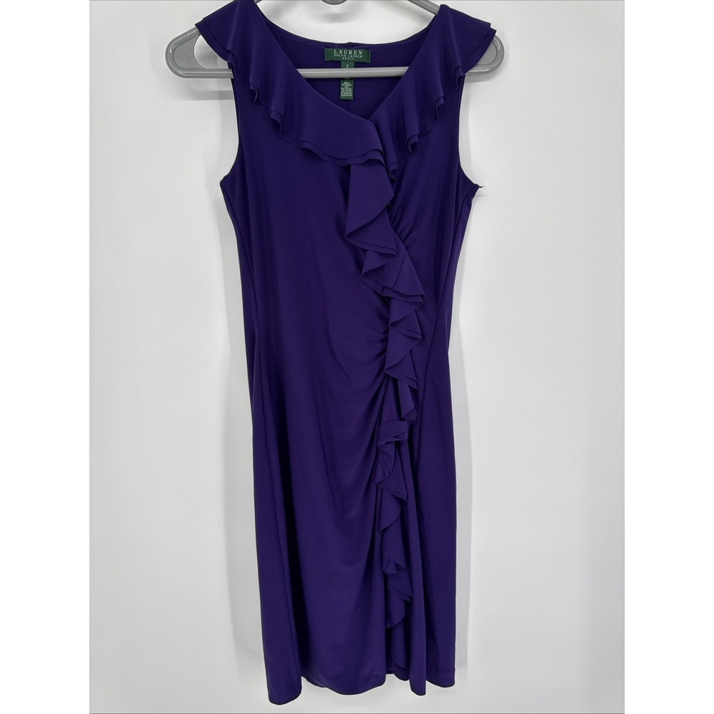 Lauren Ralph Lauren Sleeveless Draped Sheath Dress Women's Size 2 Purple